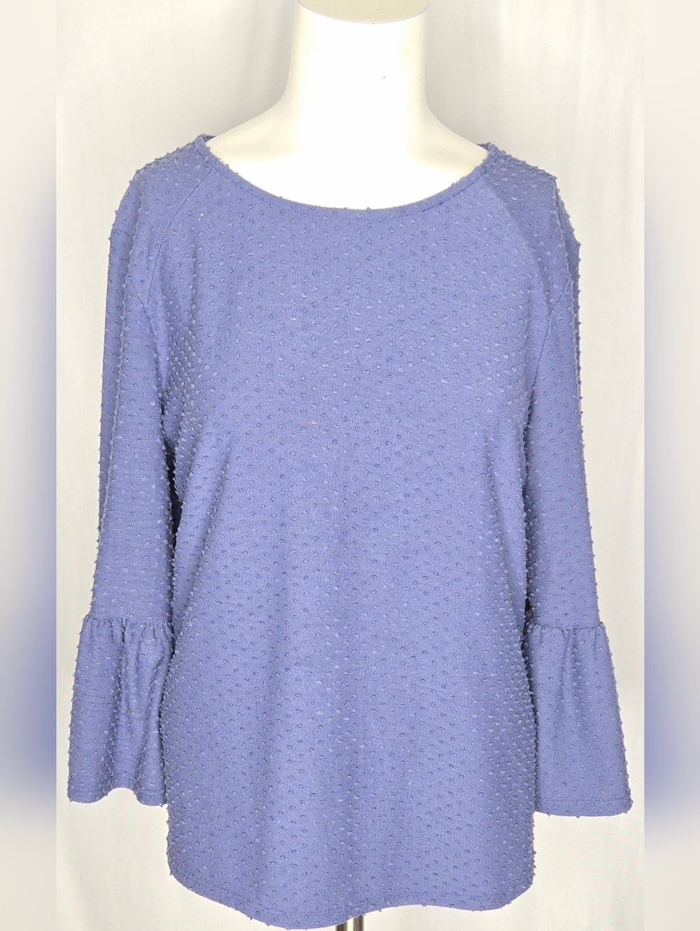 Anthropologie ​W5 Periwinkle Blue Textured Swiss Dot Bell Sleeve Blouse M NWOT‎